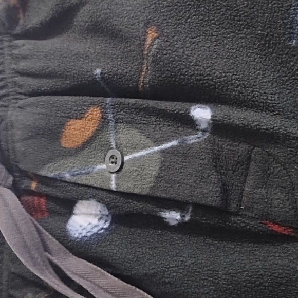 Men's Golf Print Fleece Lounge Sleep Pant Large Pockets 1 Button Fly - Picture 5 of 10